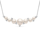 Colar Noivas banhado Ouro Branco com Pérolas e Zircônio, 45cm