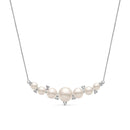 Colar Noivas banhado Ouro Branco com Pérolas e Zircônio, 45cm