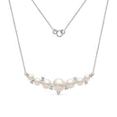 Colar Noivas banhado Ouro Branco com Pérolas e Zircônio, 45cm