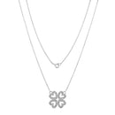 Colar Petit Trevo em semi Prata 925 com Topázios Incolores, 45cm