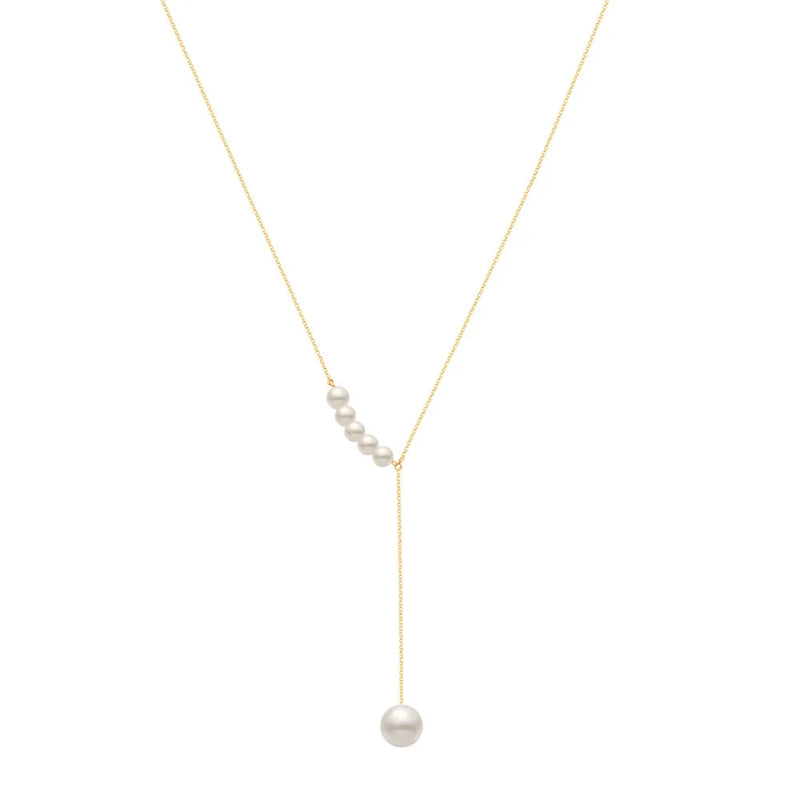 Colar Pop em banhado Ouro Amarelo com Pérolas, 40cm