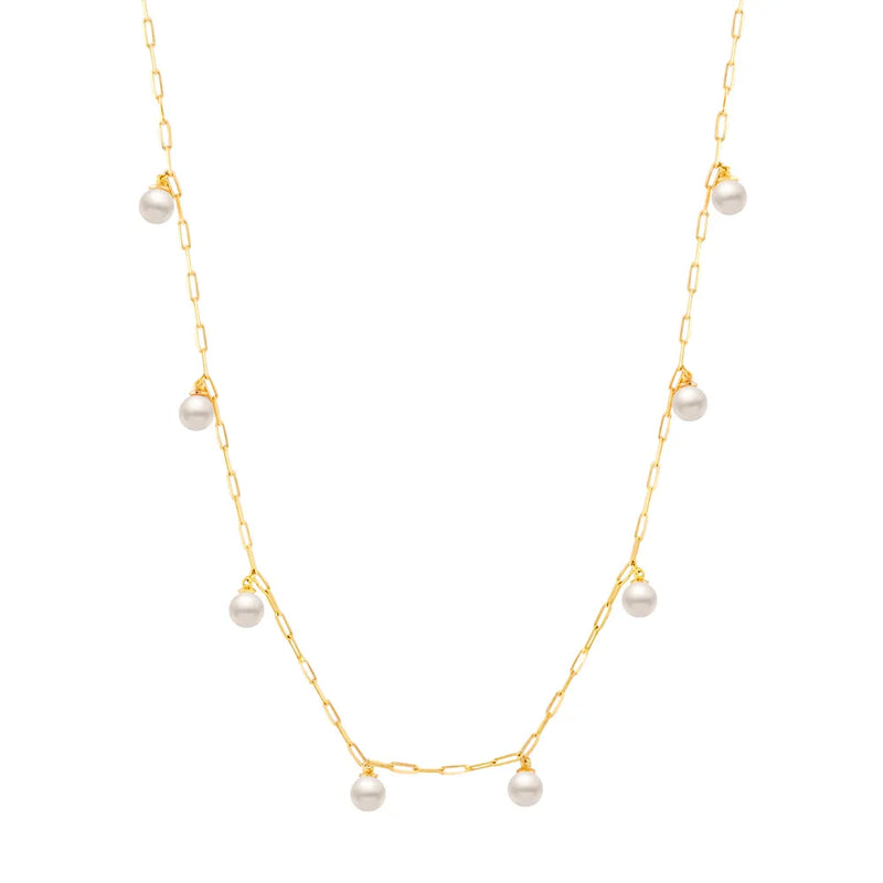 Colar Pop em banhado Ouro Amarelo com Pérolas, 45cm