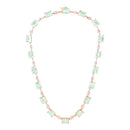 Colar Reali banhado Ouro Rosé com Prasiolitas, Quartzos Rosa e Zircônio, 45cm