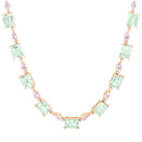 Colar Reali banhado Ouro Rosé com Prasiolitas, Quartzos Rosa e Zircônio, 45cm