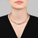 Colar Sirena banhado Ouro Rosé com Topázios Sky e Topázios London, 38cm