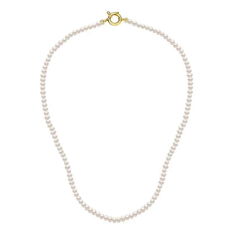 Colar de Pérolas banhado Ouro Amarelo, 3.5-4 mm
