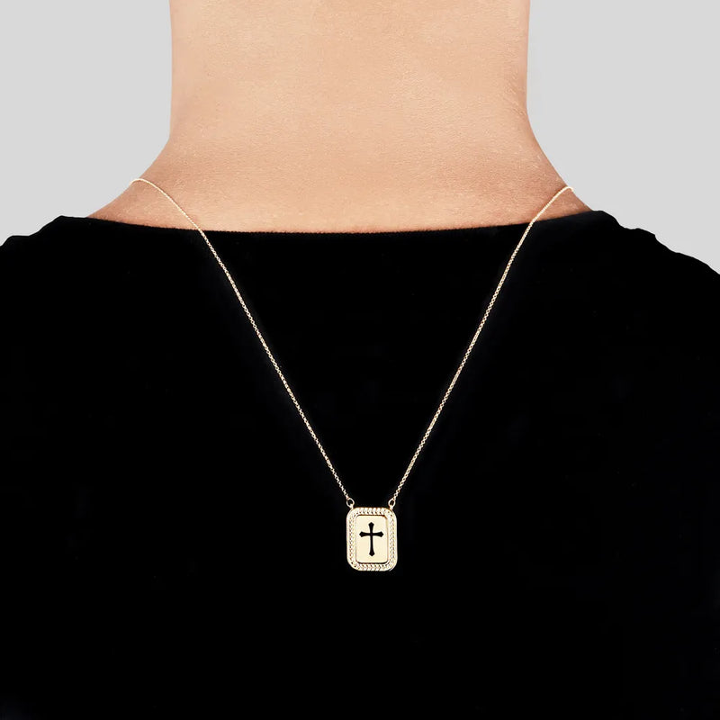 Escapulário Apolo Cruz banhado Ouro Amarelo, 70cm