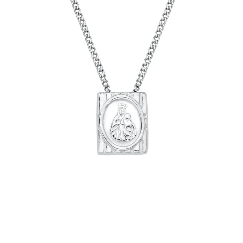 Escapulário N.Sra. do Carmo e Sagrado Coração de Jesus em Prata 925, 65cm