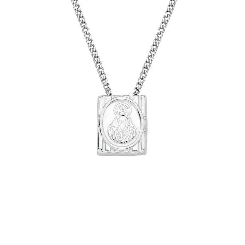 Escapulário N.Sra. do Carmo e Sagrado Coração de Jesus em Prata 925, 65cm