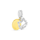 Pingente Life Animal Medalha Gatinho Animal II em Prata 925 com banhado de Ouro Amarelo e Pedras Incolores
