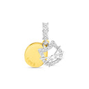 Pingente Life Animal Medalha Gatinho Animal II em Prata 925 com banhado de Ouro Amarelo e Pedras Incolores