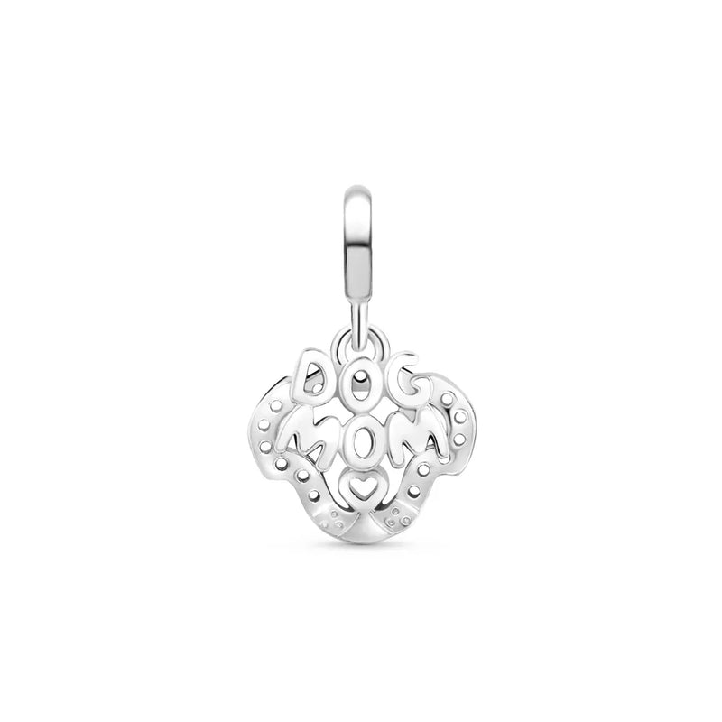 Pingente Life Dog Mom em Prata 925 com Pedras Incolores