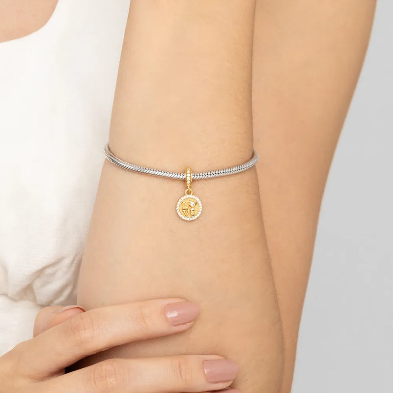 Pingente Life Love em Prata 925 com banhado de Ouro Amarelo e Pedras Incolores