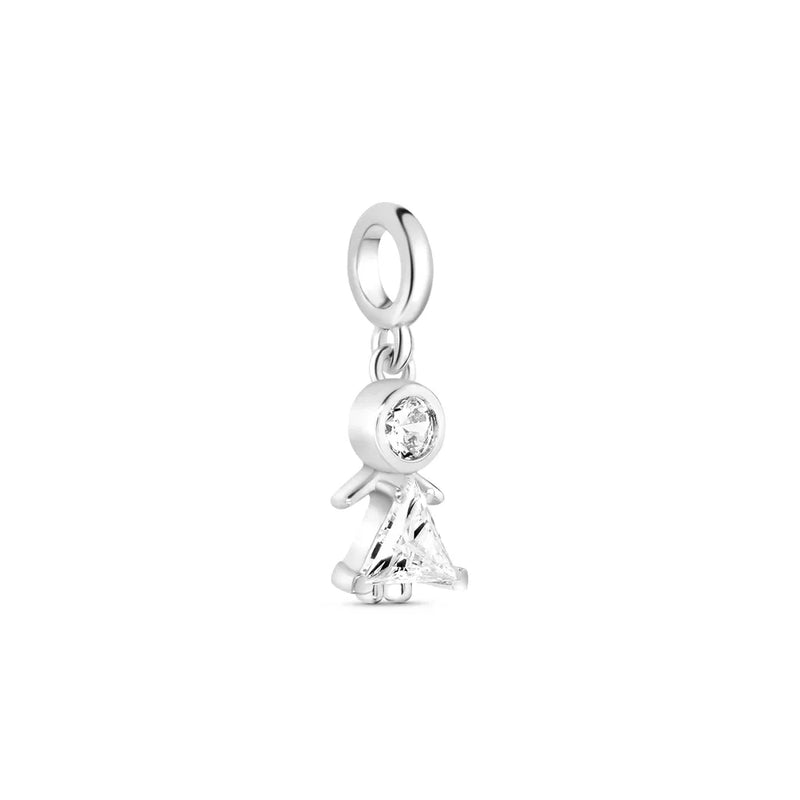 Pingente Life Menina Palito em Prata 925 com Pedras Incolores
