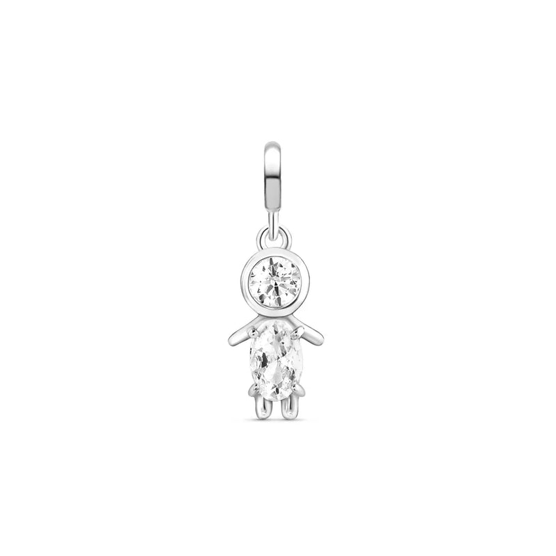 Pingente Life Menino Palito em Prata 925 com Pedras Incolores