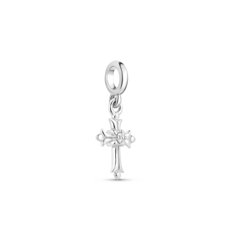 Pingente Life Religião II Crucifixo em Prata 925 com Pedras Incolores