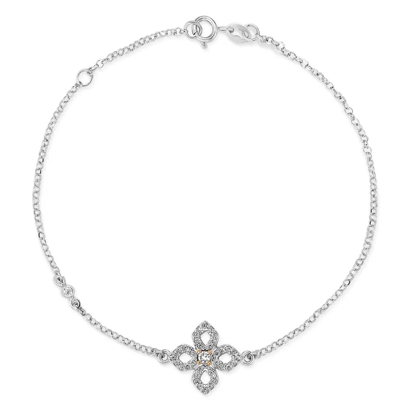 Pulseira Giardino em banhado Ouro Branco com Zircônio