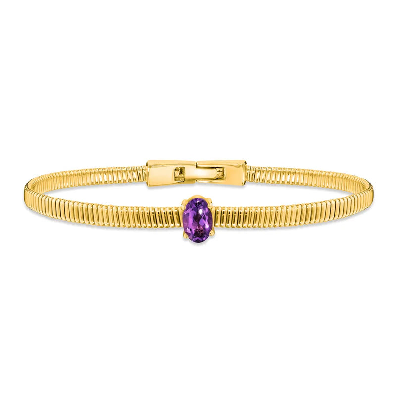 Pulseira Gradini em banhado Ouro Amarelo com Ametista Roxa