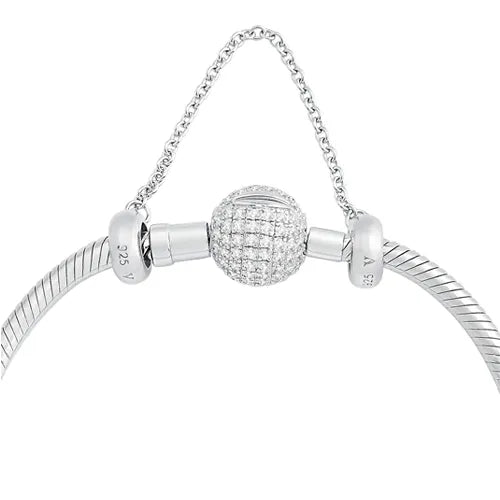 Pulseira Life Sua História em semi Prata 925 com Pedras Incolores