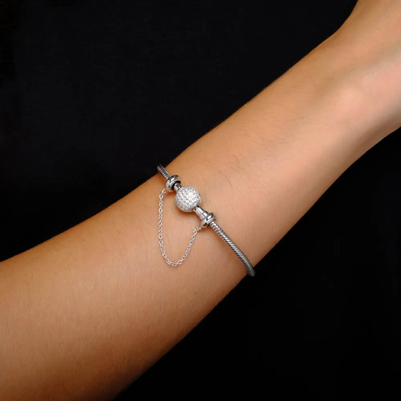 Pulseira Life Sua História em semi Prata 925 com Pedras Incolores