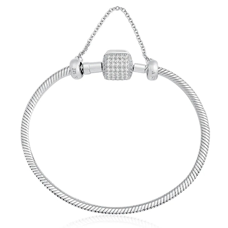 Pulseira Life Sua História em semi Prata 925 com Pedras Incolores