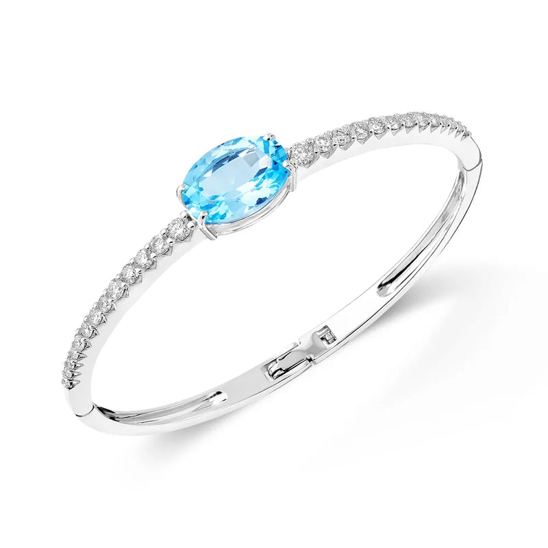 Pulseira Reali banhado Ouro Branco com Topázio Sky e Zircônio