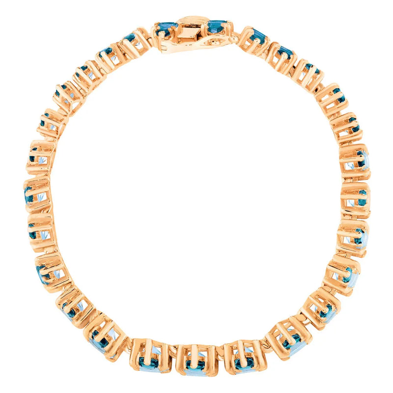 Pulseira Sirena em banhado Ouro Rosé com Topázios Sky e Topázios London