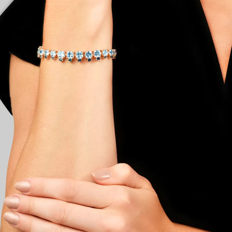 Pulseira Sirena em banhado Ouro Rosé com Topázios Sky e Topázios London