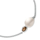 Pulseira em semi Prata 925 com Pérola e Quartzos Fumê